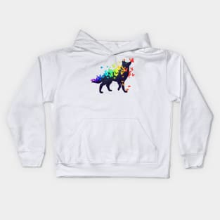 Pride Flag Galaxy Wolf Kids Hoodie